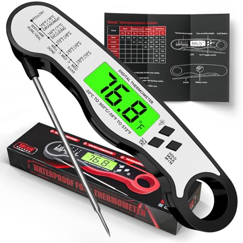 AWLKIM Digital Instant Read Meat Thermometer Waterproof Backlit