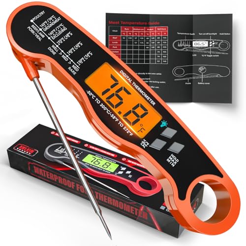 AWLKIM Digital Instant Read Meat Thermometer Waterproof Backlit