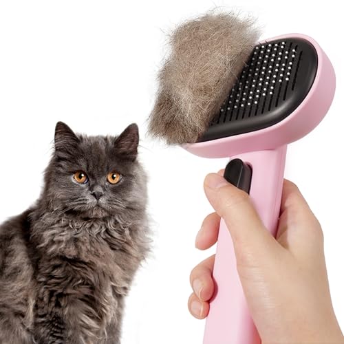 Aumuca Self-Cleaning Slicker Brush for Dogs and Cats Grooming Tool