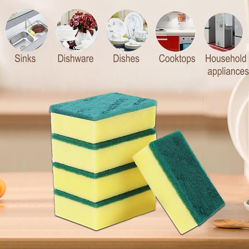15-Pack Dual-Sided Kitchen Sponges with Anti-Scratch Scrubbing Surface