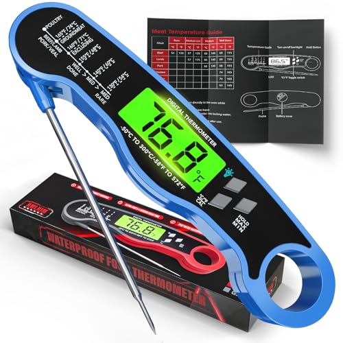 AWLKIM Digital Instant Read Meat Thermometer Waterproof Backlit