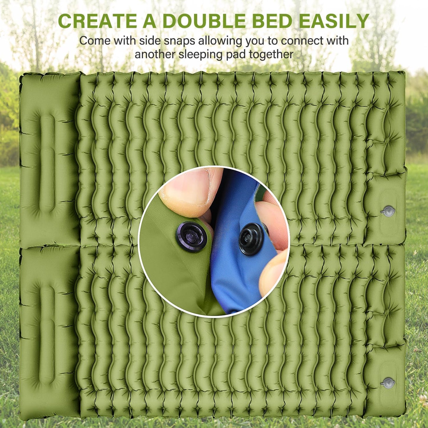 Ultralight Camping Sleeping Pad with Pillow & Foot Pump | Compact Inflatable Camping Mat for Backpacking, Hiking & Travel