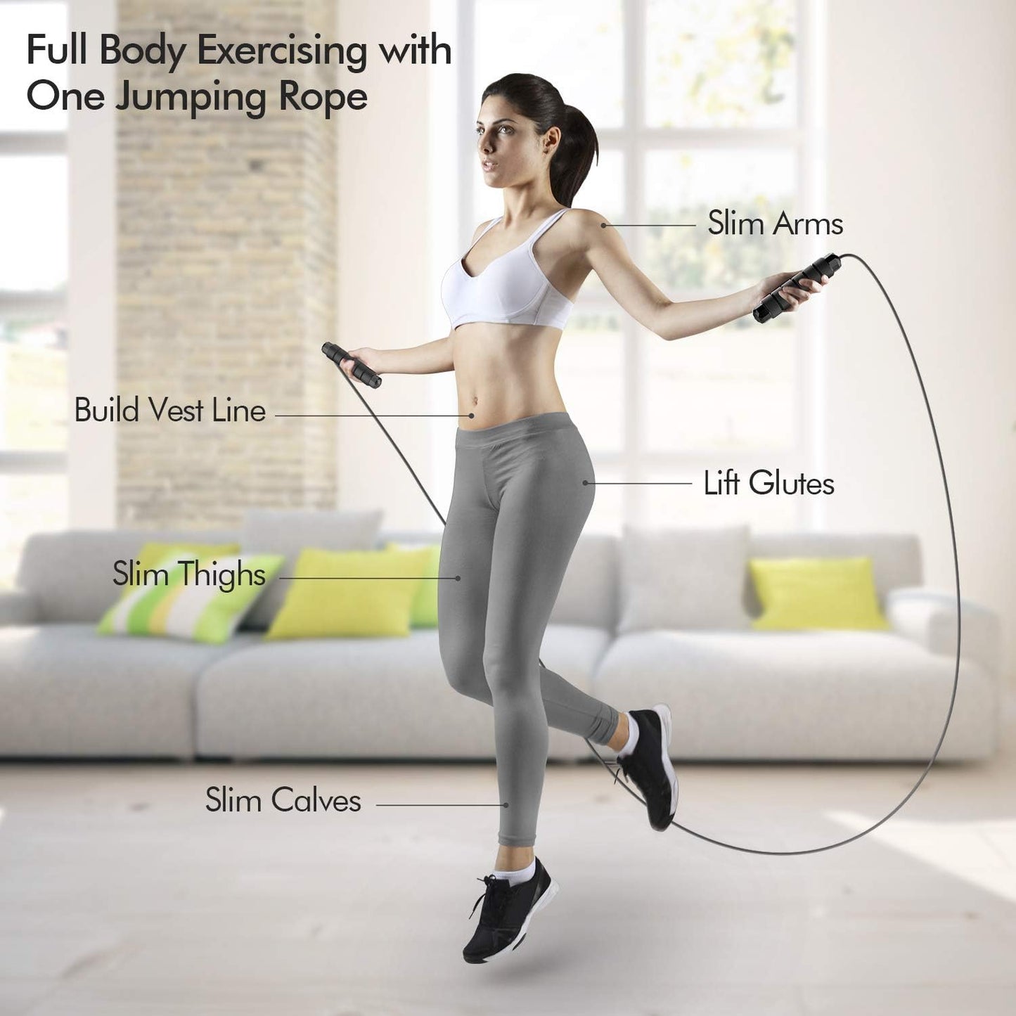 Adjustable Speed Jump Rope | Tangle-Free Fitness Workout Rope with Foam Handles & Ball Bearings for Men, Women & Kids