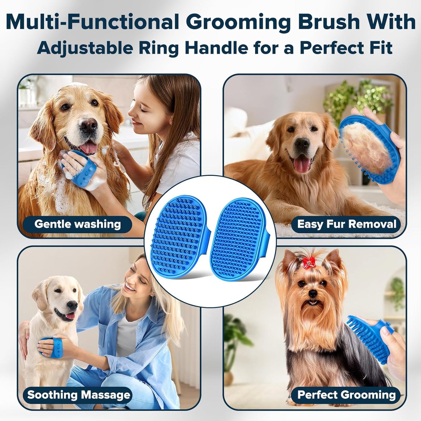 6PCS Pet Grooming Kit for Dogs & Cats | Dog Bath Brush & Grooming Gloves | Pet Washing & Shedding Tool Set