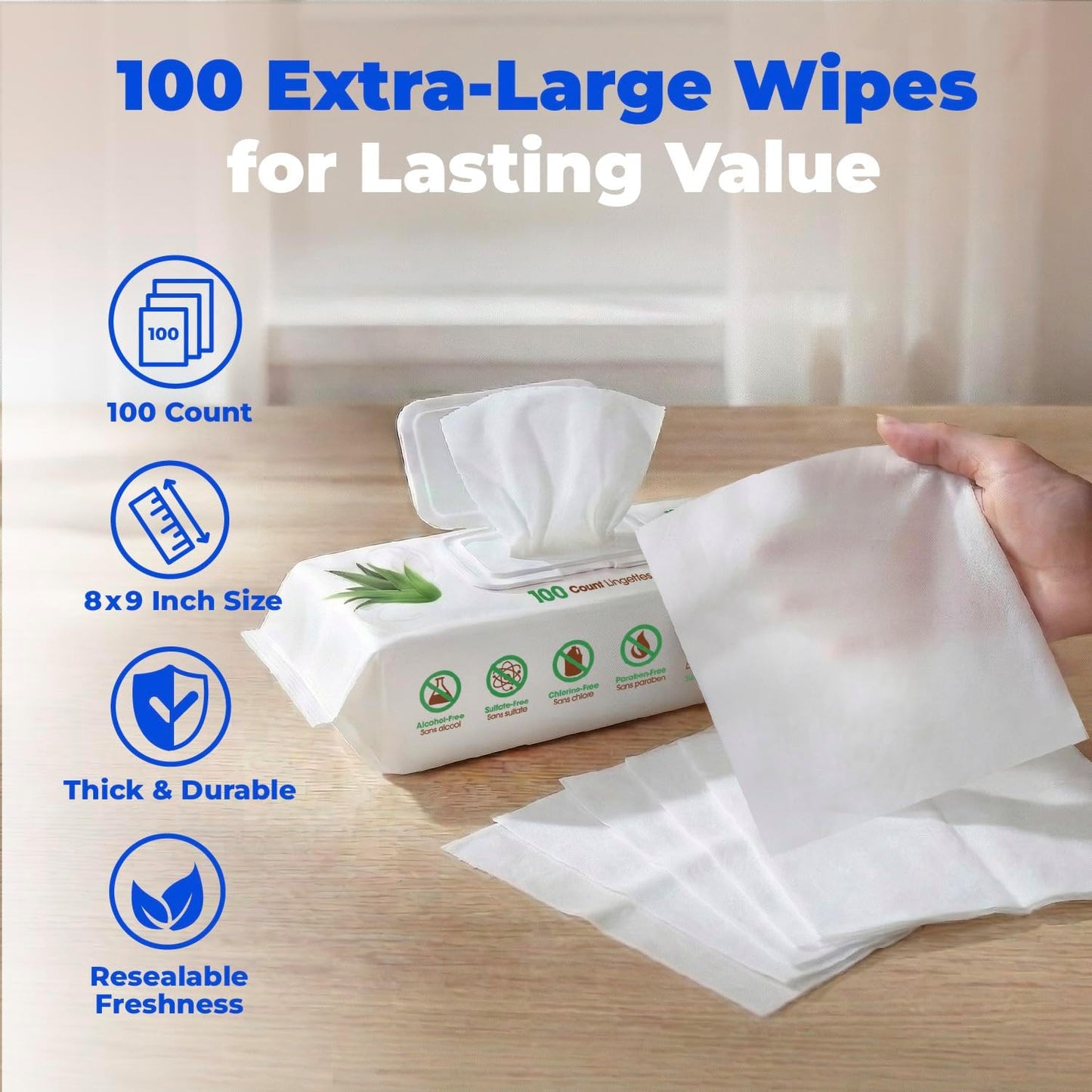 Dog Wipes 100 Count | Deodorizing Paw & Body Wipes with Aloe Vera & Vitamin E for Dogs, Puppies & Cats