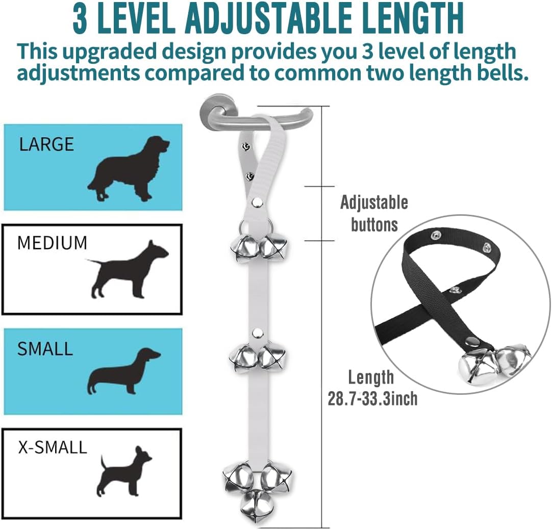 Dog Doorbells for Potty Training | Adjustable Puppy Training Bells with 7 Extra Loud Door Bells