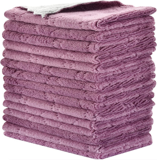 12PCS Microfiber Kitchen Towels | Reusable Dish Cloths for Cleaning Dishes, Counters & Furniture | Double-Sided Absorbent Cleaning Rags