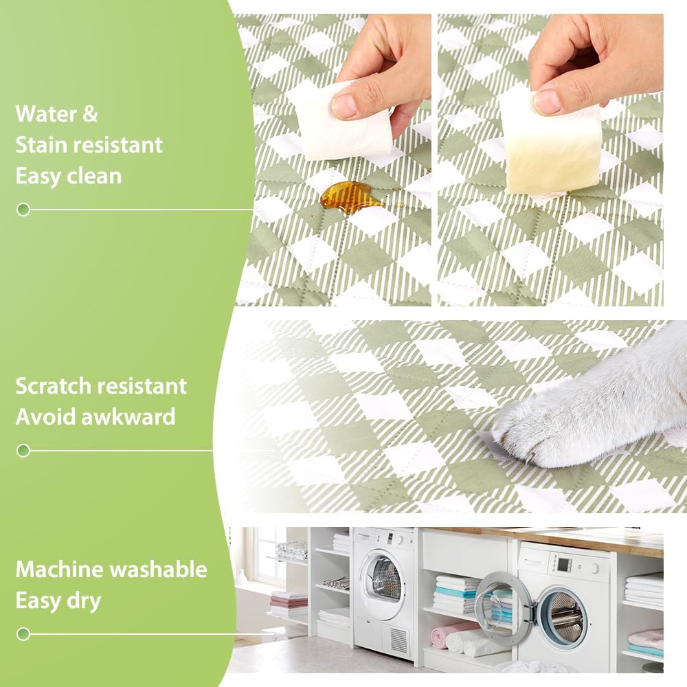 ZAZE Extra Large Gingham Picnic Blanket 80x80 Waterproof
