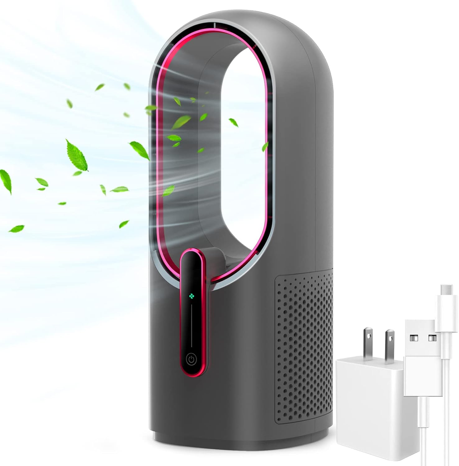 KONSIDEN F6 Bladeless Desk Fan 3-Speed Quiet 11.8 Inch