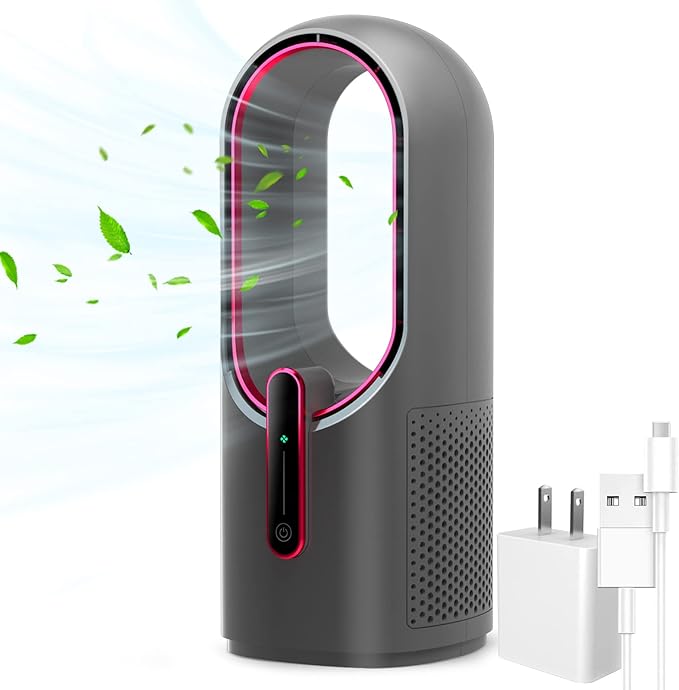 KONSIDEN F6 Bladeless Desk Fan 3-Speed Quiet 11.8 Inch