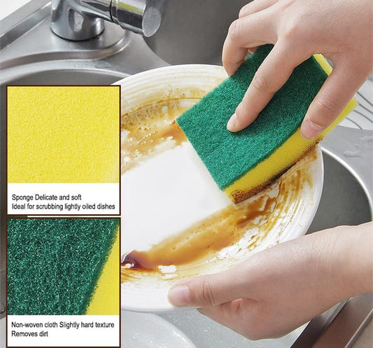 15-Pack Dual-Sided Kitchen Sponges with Anti-Scratch Scrubbing Surface