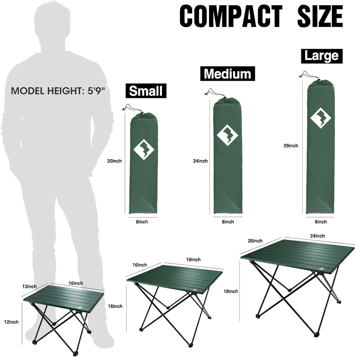 VILLEY Portable Folding Camping Table Ultralight Aluminum 16-inch