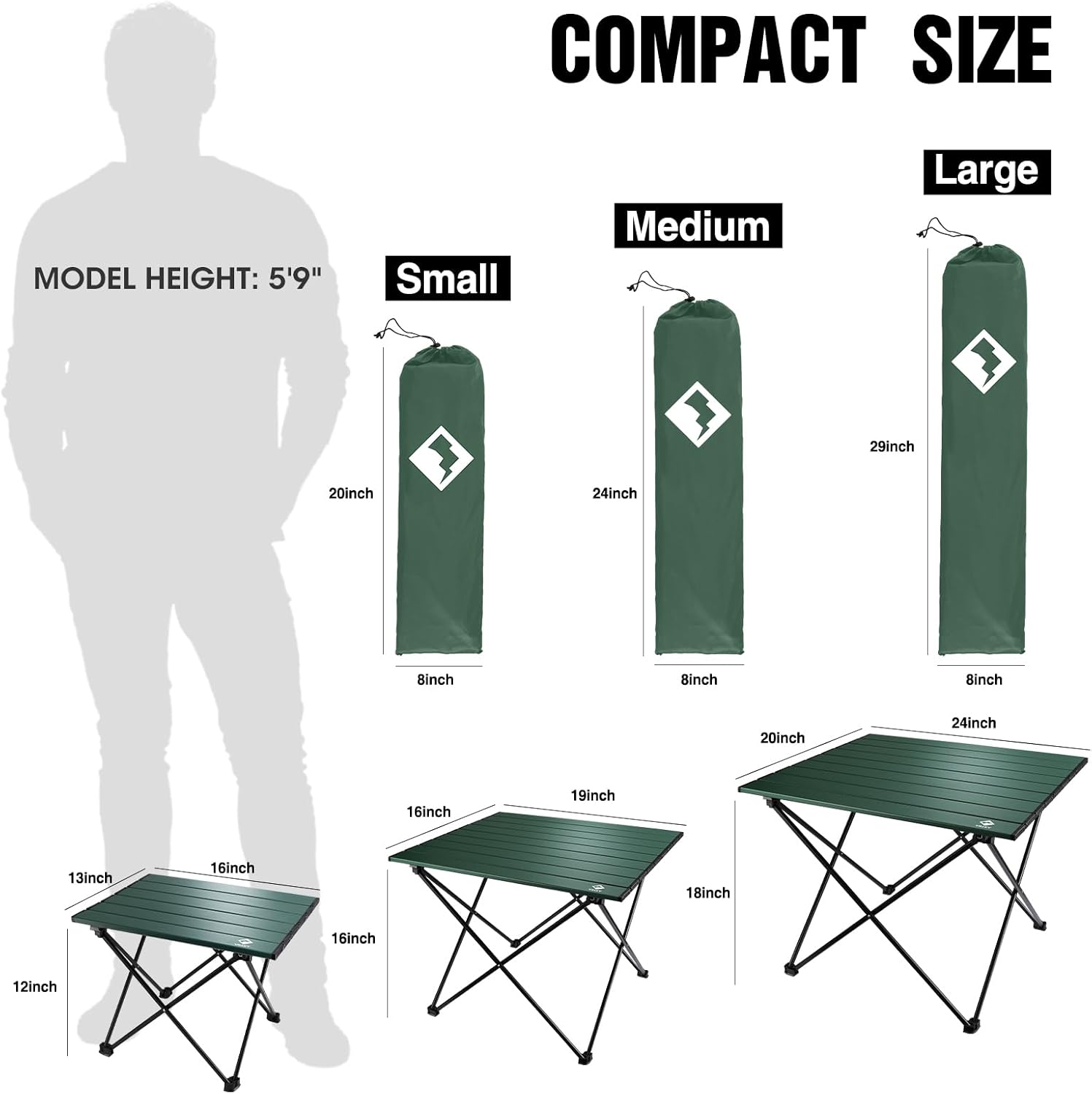VILLEY Portable Folding Camping Table Ultralight Aluminum 16-inch