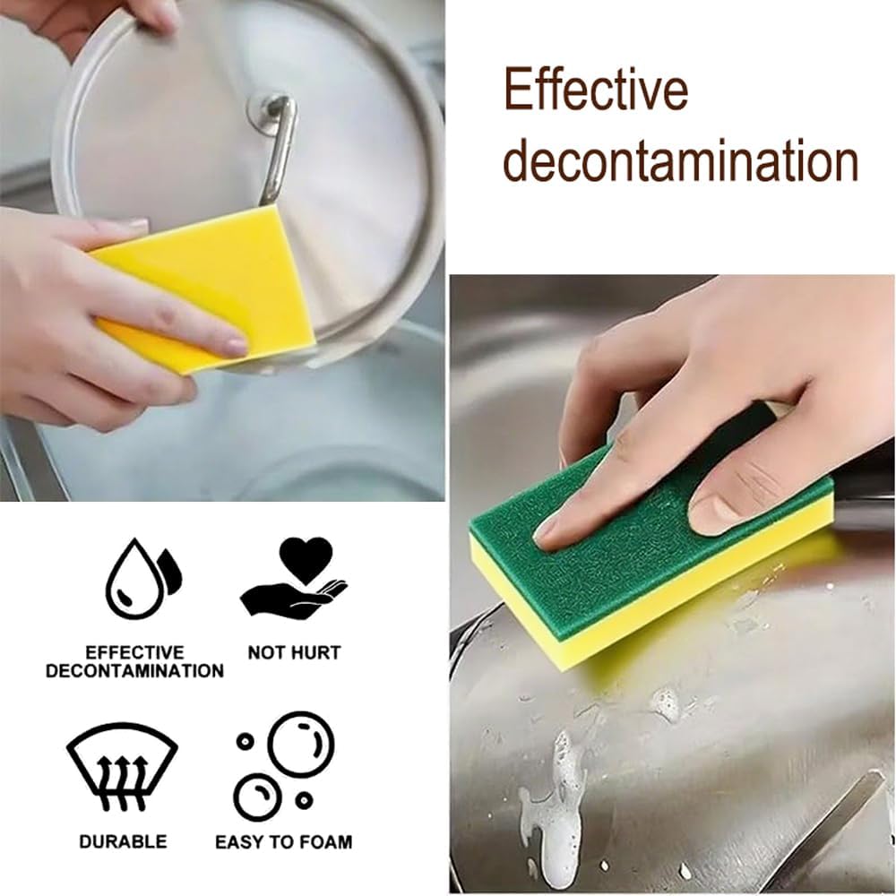 15-Pack Dual-Sided Kitchen Sponges with Anti-Scratch Scrubbing Surface