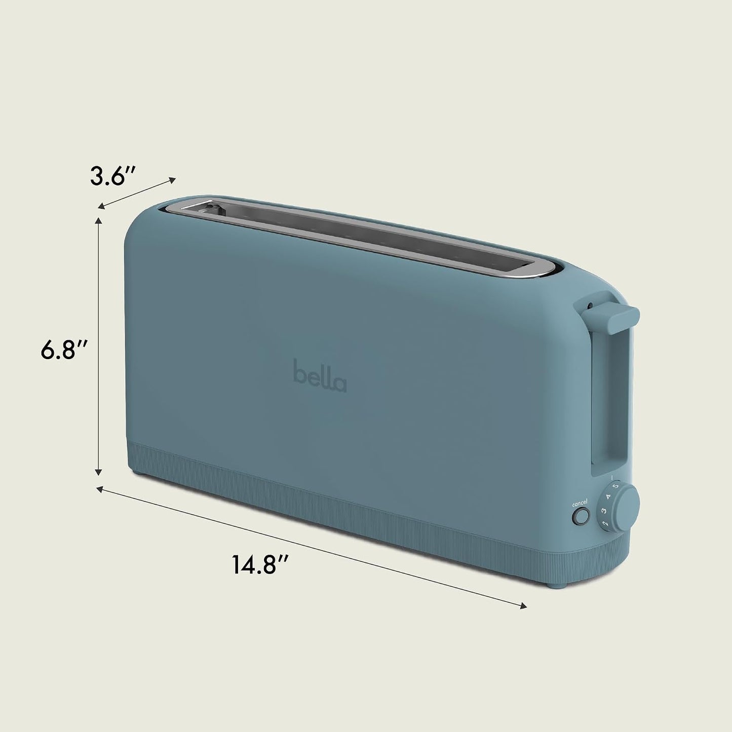 BELLA Slim 2-Slice Toaster, 10-inch Long Slot, Surf