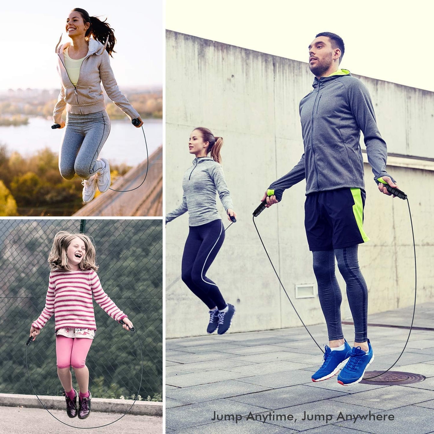 Adjustable Speed Jump Rope | Tangle-Free Fitness Workout Rope with Foam Handles & Ball Bearings for Men, Women & Kids