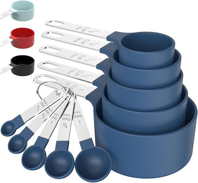 Measuring Cups & Spoons Set | Stackable Nesting Measuring Cups with Stainless Steel Handles | Kitchen Tool for Baking & Cooking