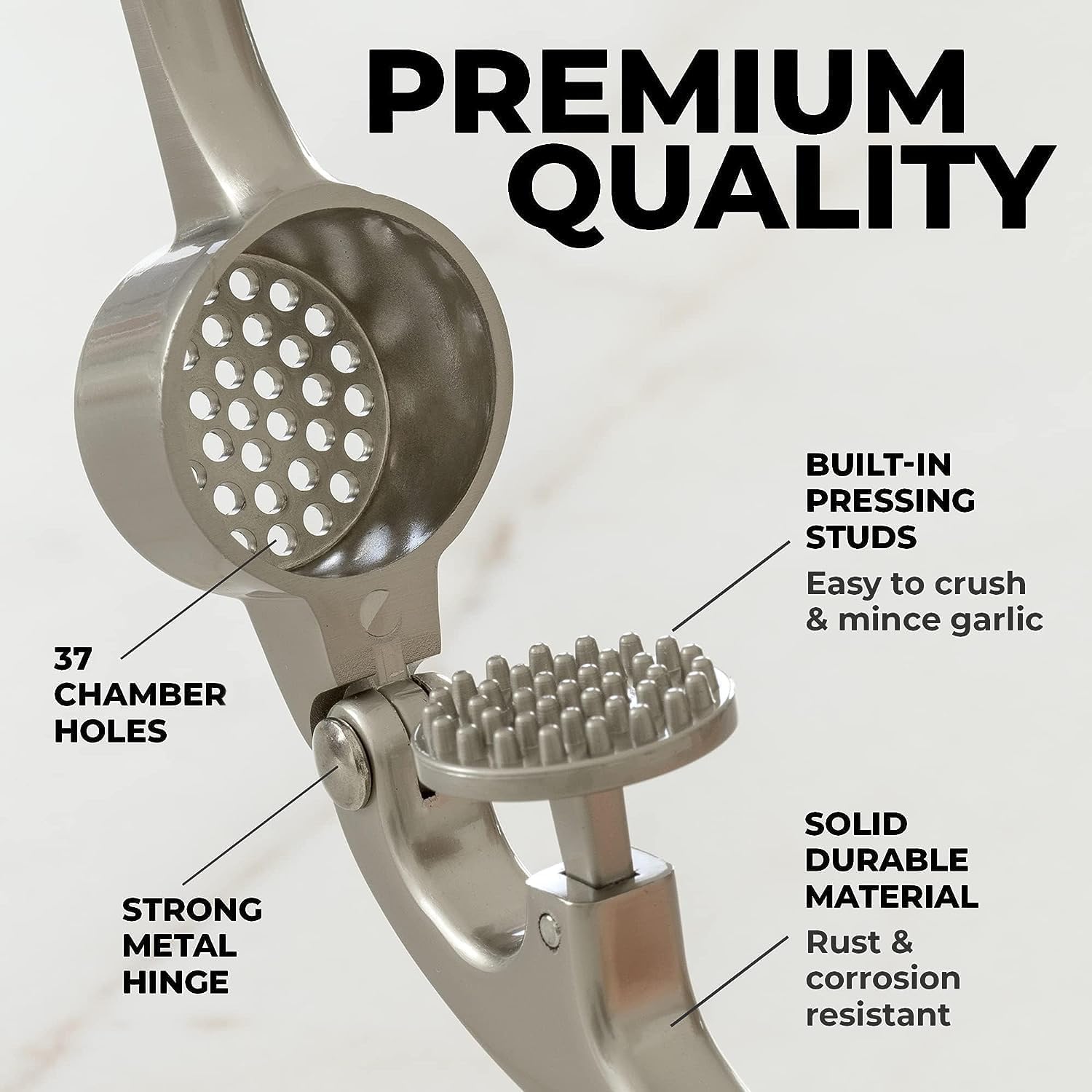 Zulay Kitchen Premium Garlic Press Set Stainless Steel