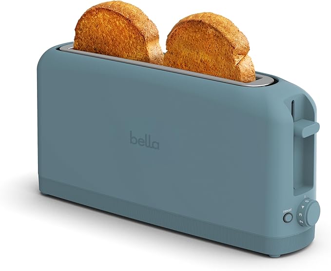 BELLA Slim 2-Slice Toaster, 10-inch Long Slot, Surf