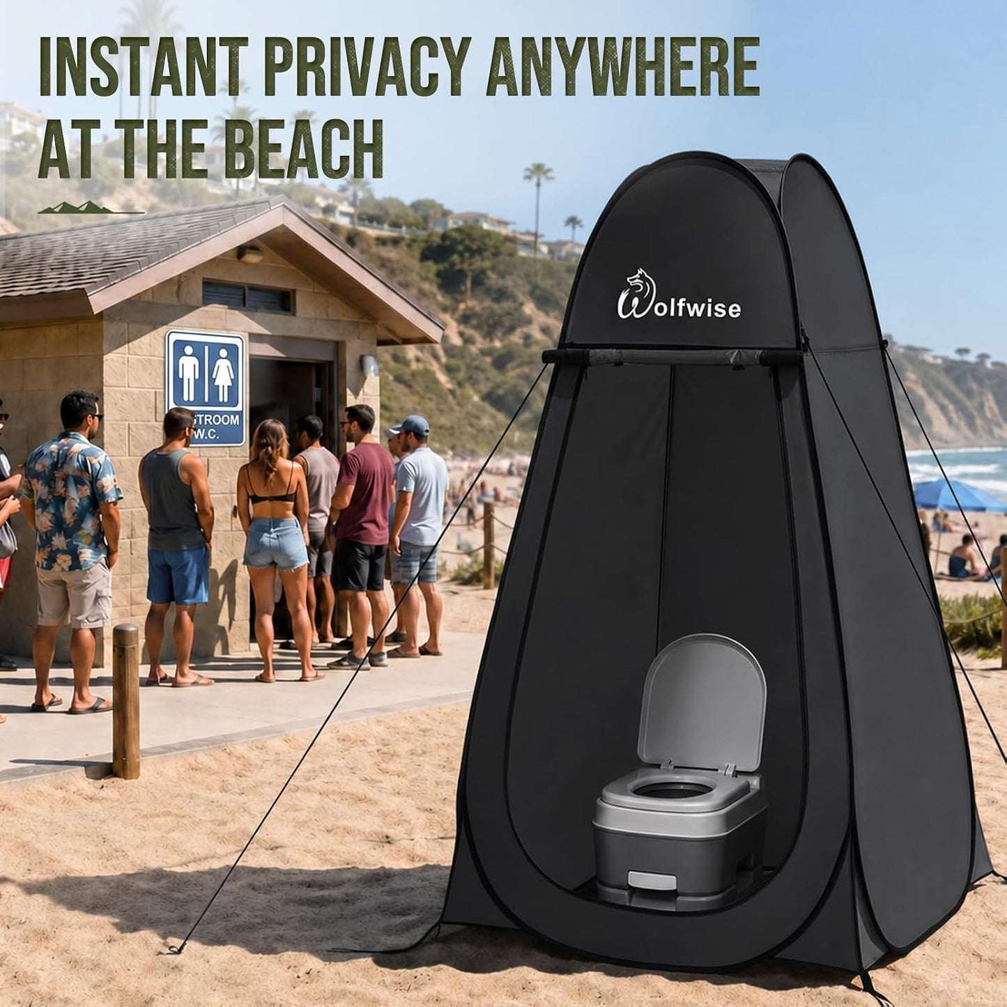 WolfWise Pop-Up Privacy Shower Tent with Ventilation Window