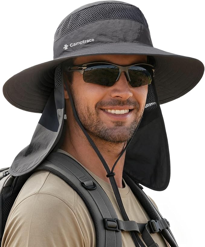 Camptrace Wide Brim Sun Hat with Neck Flap Nylon