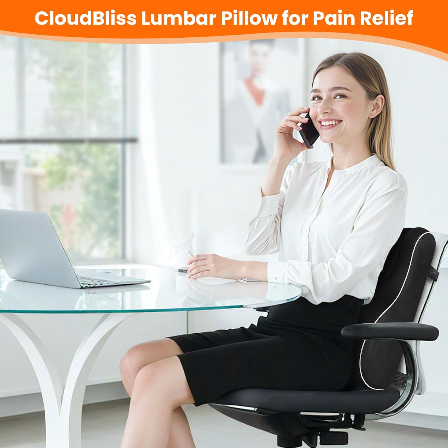 CloudBliss Ergonomic Memory Foam Lumbar Support Pillow