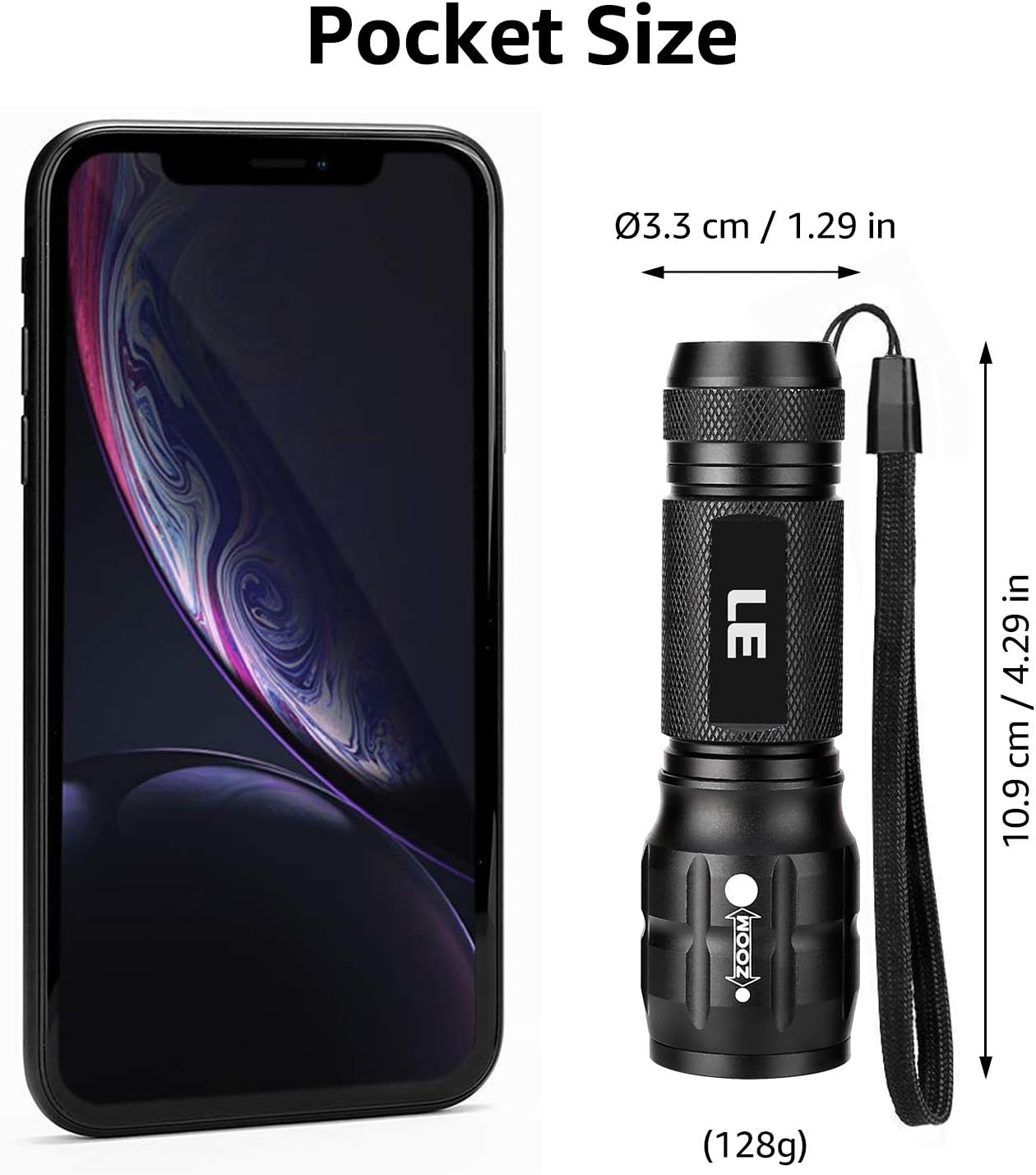 Lighting EVER LED Flashlight Adjustable Focus Waterproof Compact Aluminum