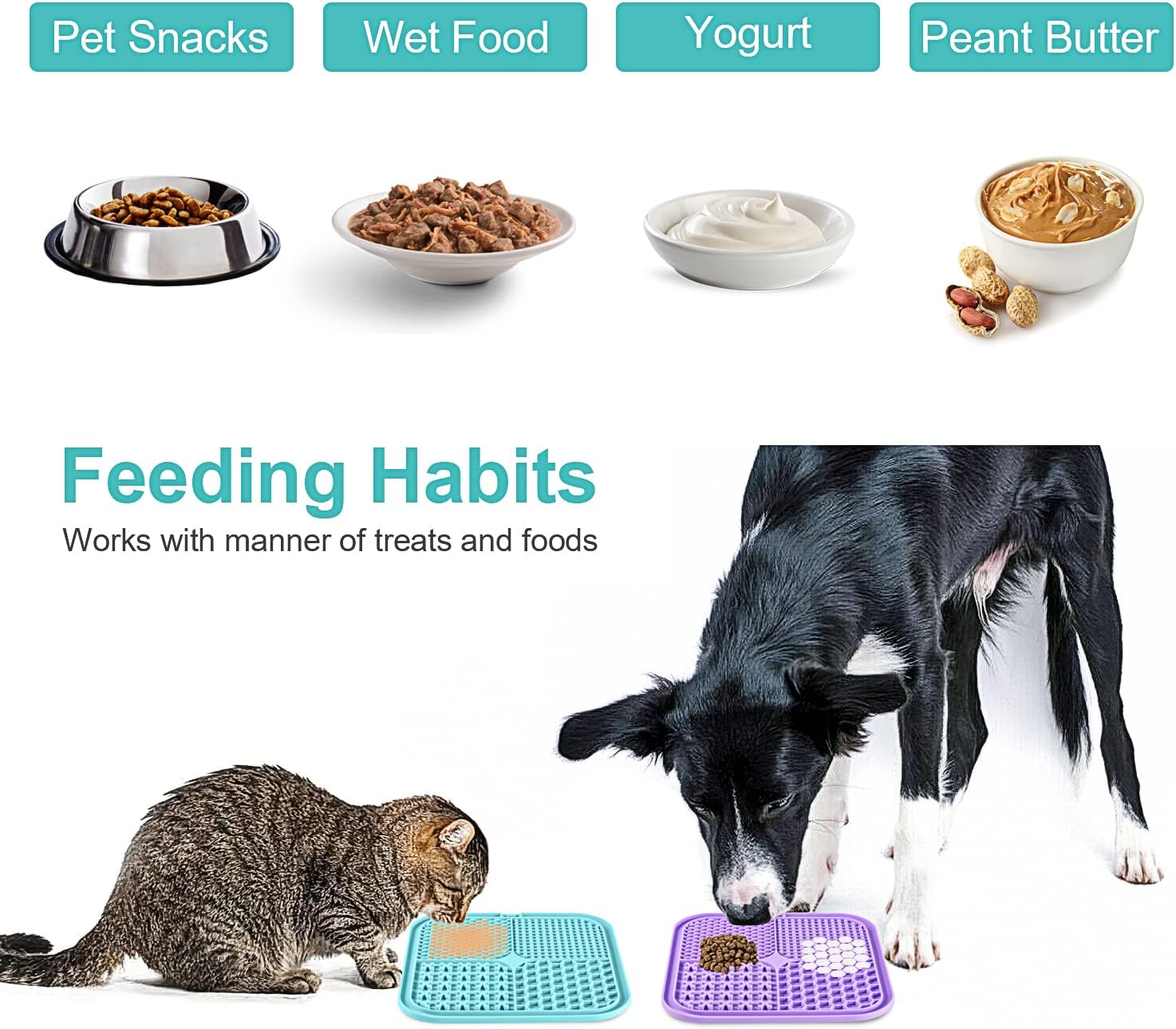LUKITO 2 Pack Slow Feeder Lick Mat for Pets