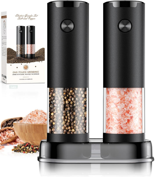 Ioion Electric Salt and Pepper Grinder Set Adjustable Coarseness Battery Operated
