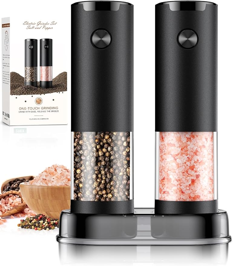 Ioion Electric Salt and Pepper Grinder Set Adjustable Coarseness Battery Operated