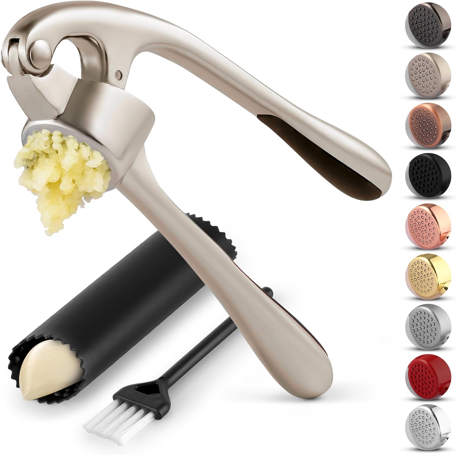 Zulay Kitchen Premium Garlic Press Set Stainless Steel