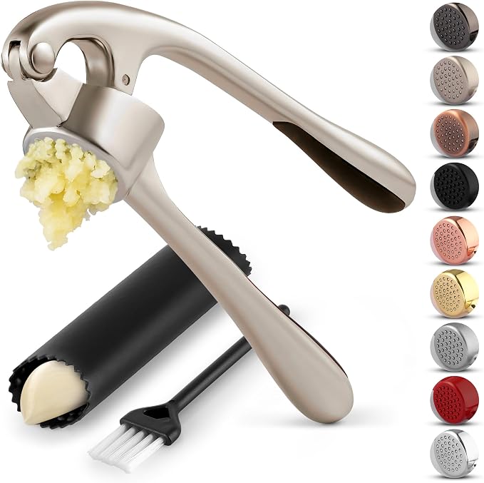 Zulay Kitchen Premium Garlic Press Set Stainless Steel