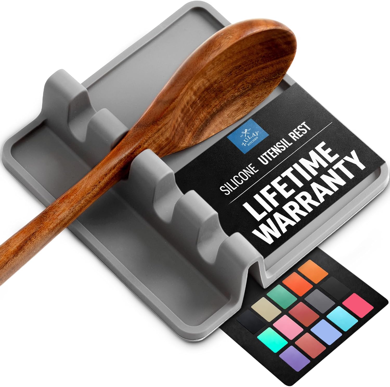 Zulay Kitchen Silicone Spoon Rest 4-Slot Heat-Resistant Drip Pad
