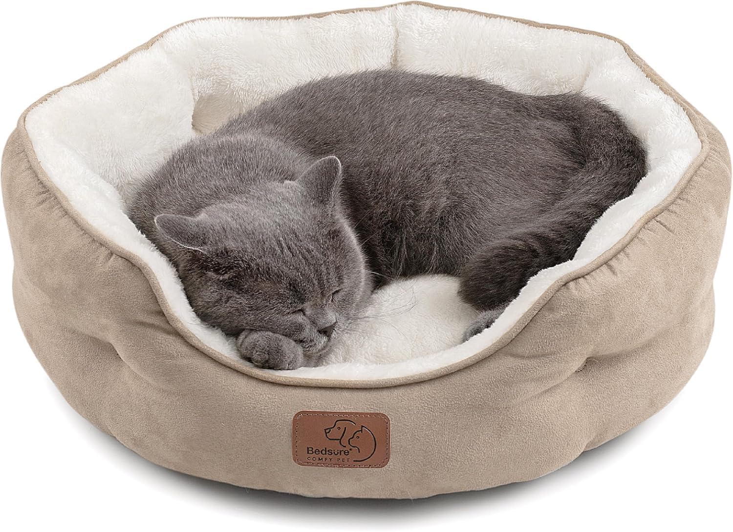 Bedsure Washable Round Plush Small Dog Bedding Mat