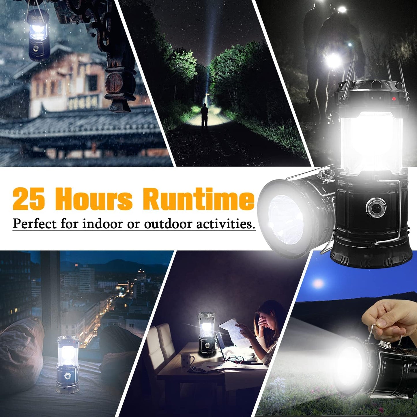 XTAUTO Collapsible LED Camping Lantern 4-Pack Waterproof Solar Rechargeable