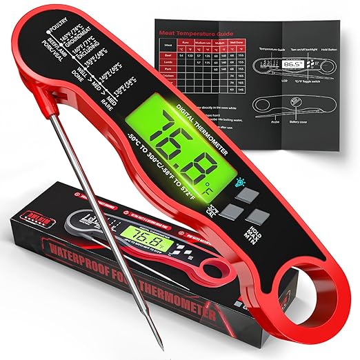 AWLKIM Digital Instant Read Meat Thermometer Waterproof Backlit