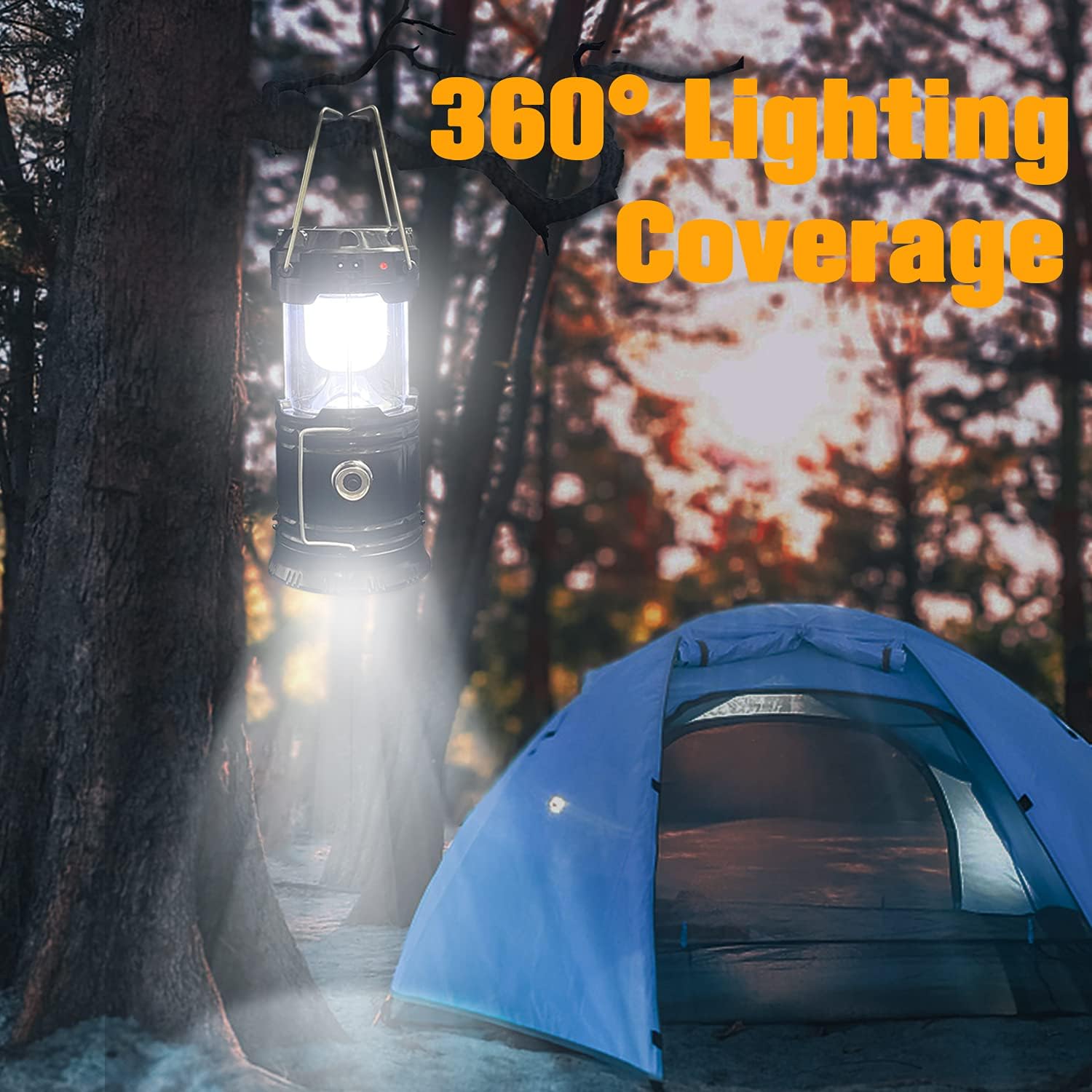 XTAUTO Collapsible LED Camping Lantern 4-Pack Waterproof Solar Rechargeable