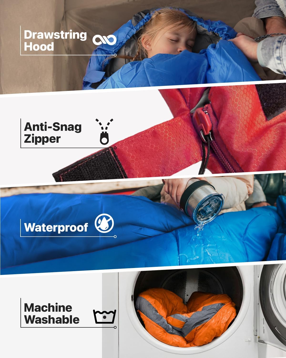 MalloMe Lightweight Waterproof Sleeping Bag for Camping and Hiking