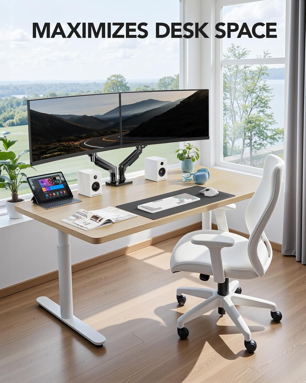 HUANUO FlowLift™ Dual Monitor Stand Full-Motion Desk Mount 13-32"