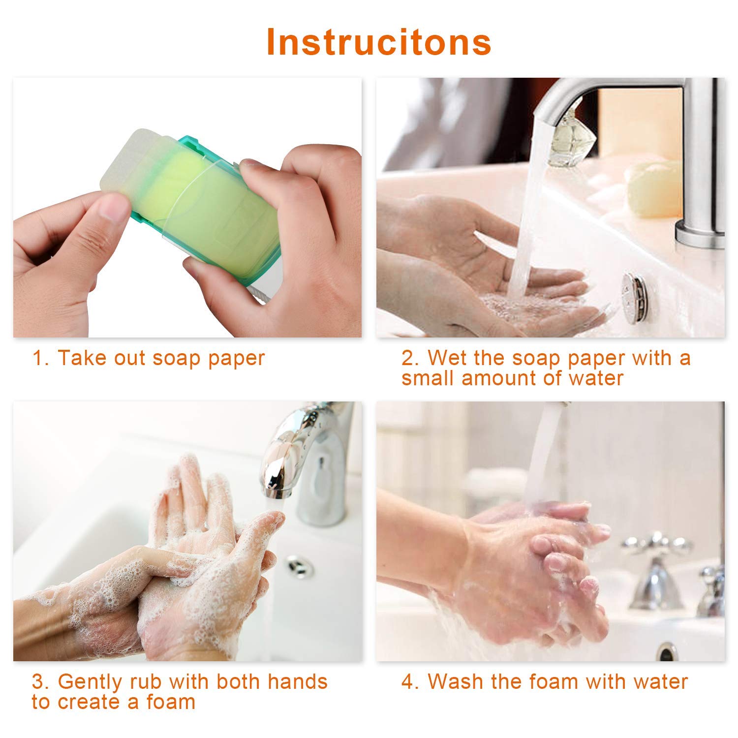 HongyiTime Portable Hand Washing Soap Sheets for Camping Travel