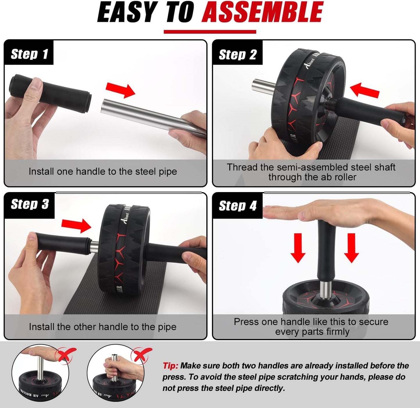 Abiarst Ab Roller Wheel Dual-Wheel for Core Strength Training Black