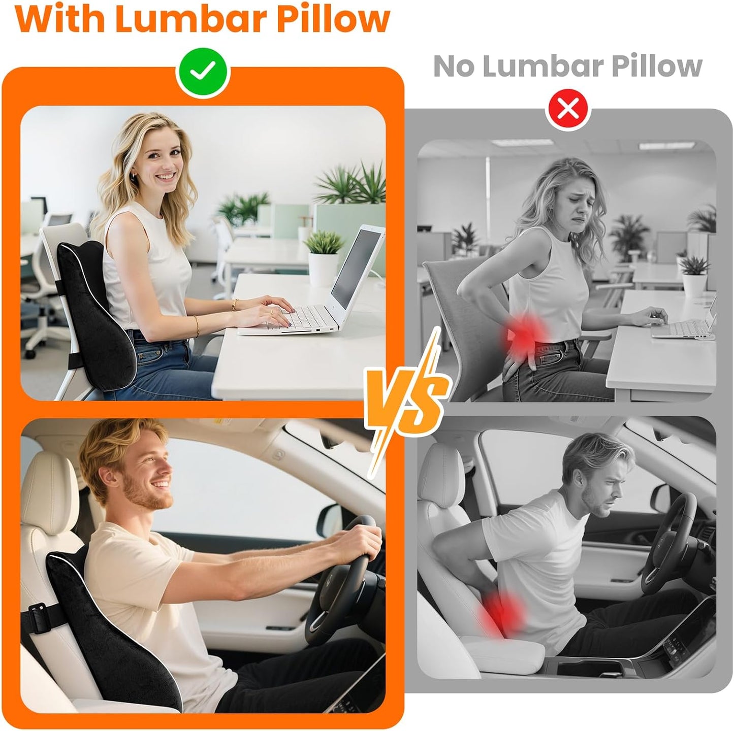 CloudBliss Ergonomic Memory Foam Lumbar Support Pillow