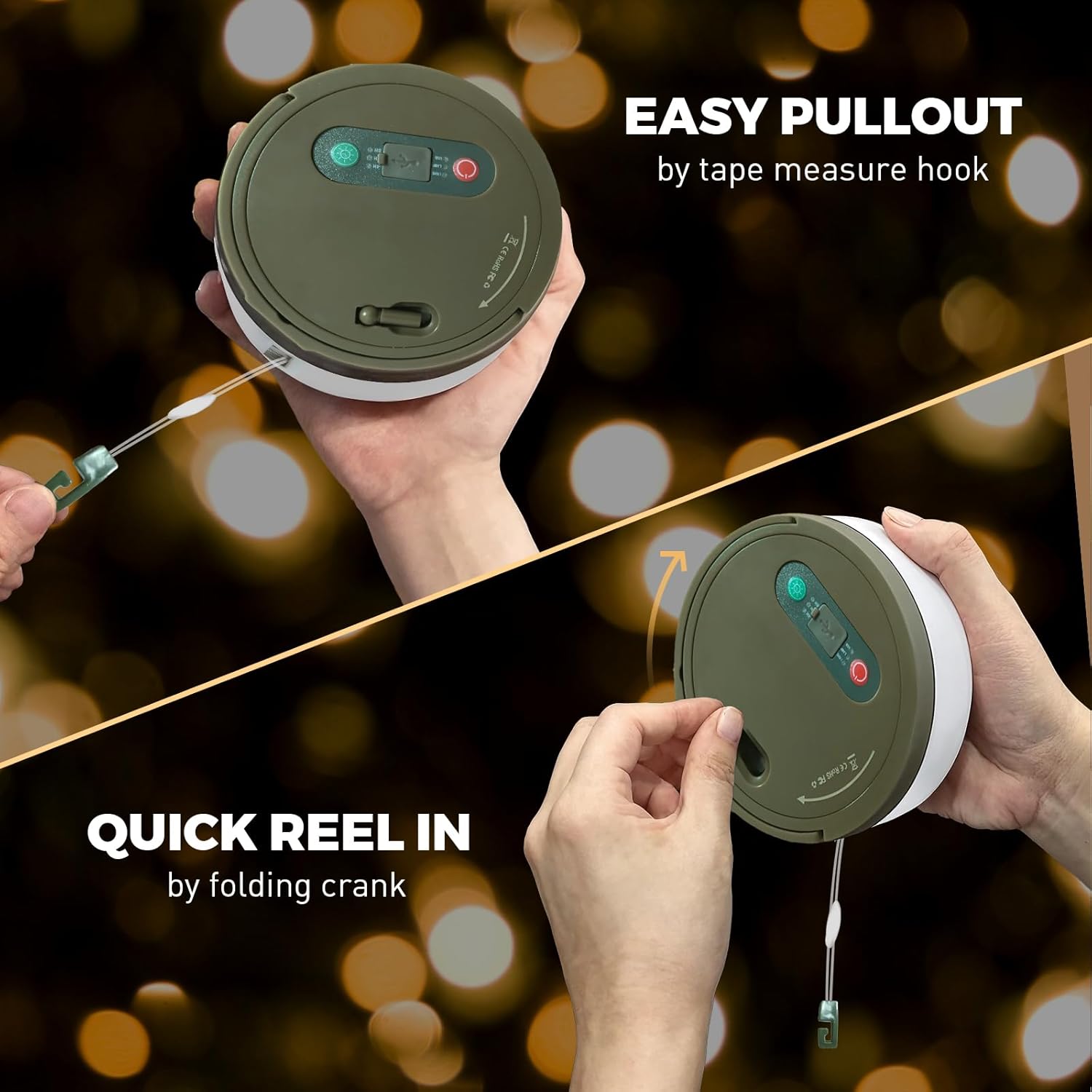 KUQIHUG 32.8ft LED Camping String Lights Rechargeable Portable Waterproof