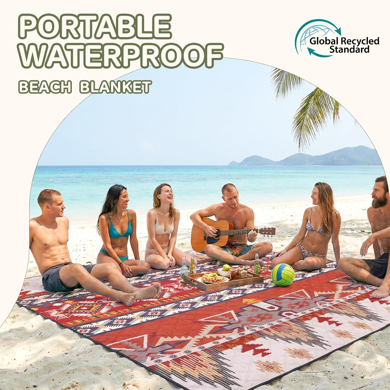 Genovega Waterproof Picnic Blanket 80x80 Inch Outdoor Camping Mat