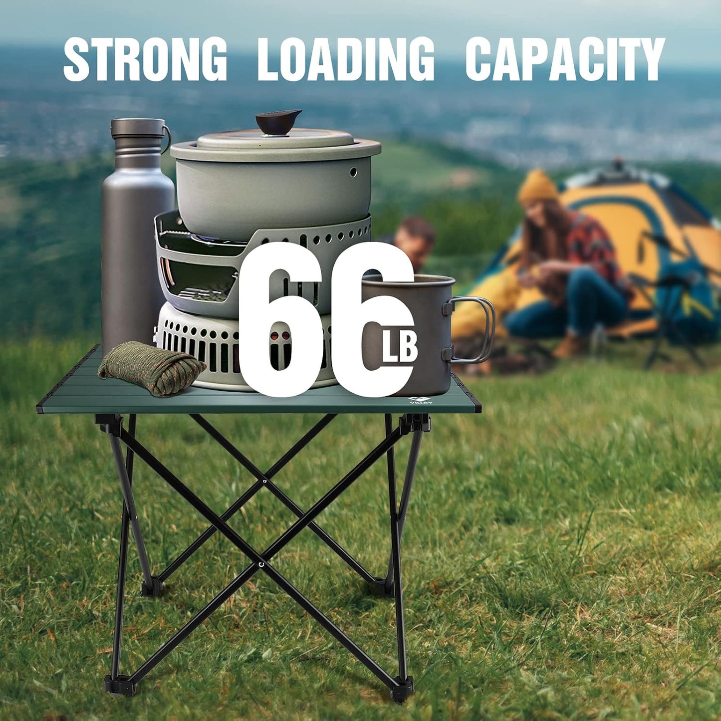 VILLEY Portable Folding Camping Table Ultralight Aluminum 16-inch