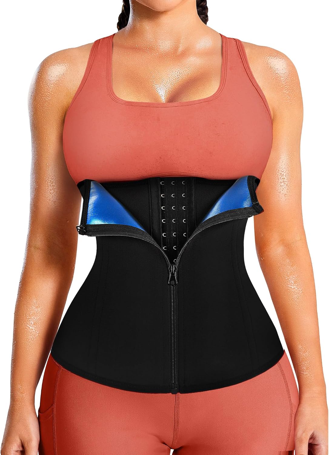 LEINIDINA Women's Waist Trainer Corset with Zipper Sweat Trimmer
