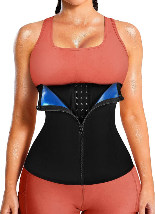 LEINIDINA Women's Waist Trainer Corset with Zipper Sweat Trimmer
