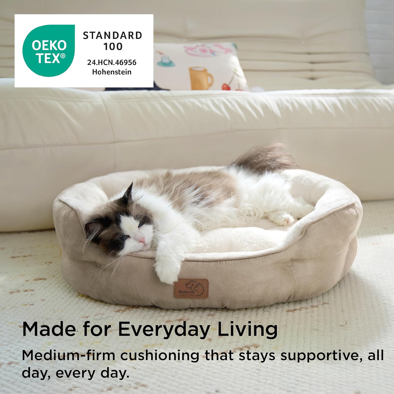 Bedsure Washable Round Plush Small Dog Bedding Mat