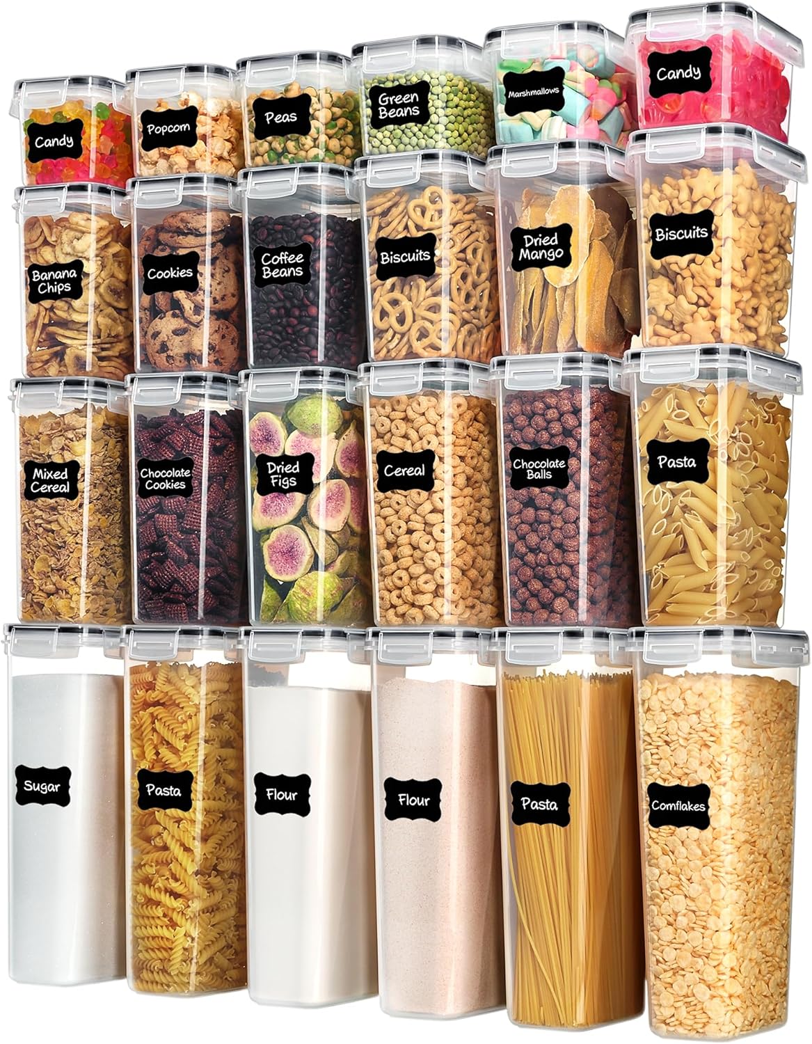 Vtopmart 24-Piece Airtight Kitchen Food Storage Container Set Black
