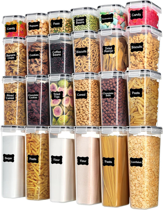 Vtopmart 24-Piece Airtight Kitchen Food Storage Container Set Black